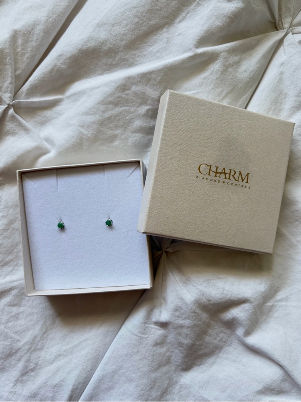Silver Stud Earrings With Emerald Gemstone